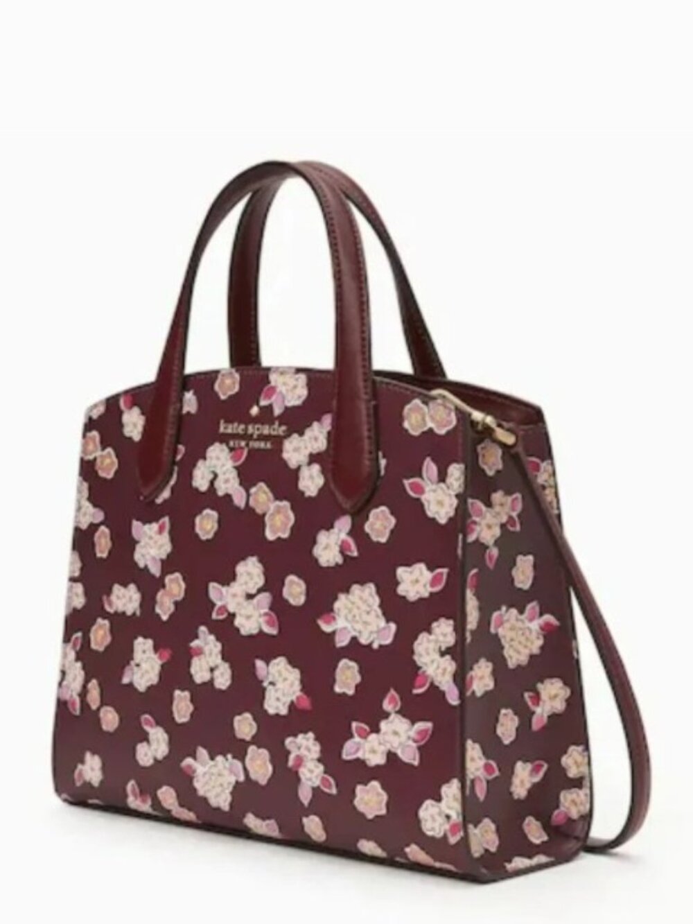 *NWOT* kate spade New York Tinsel Floral Satchel Crossbody Burgundy Floral Purse